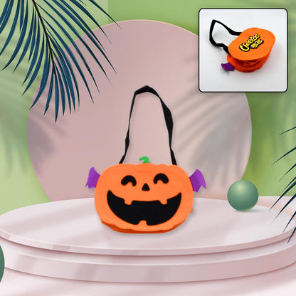 Halloween Pumpkin Bags Non- Woven Candy Bags Trick or Treat Bags Portable Tote Bag Cartoon Goodie Handbag for Halloween Party Favors, Kids Gift Bag