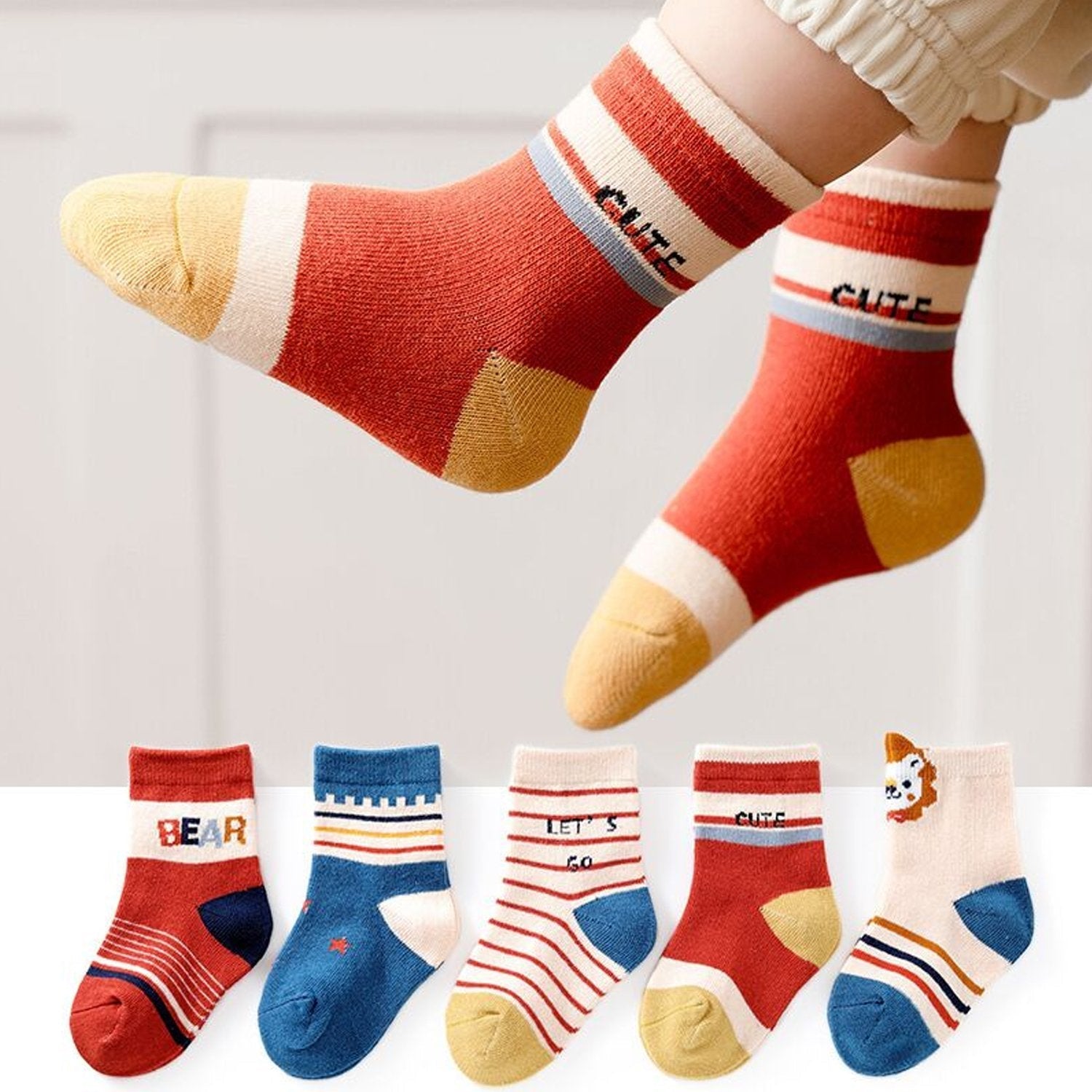 7303 Socks Breathable Thickened Classic Simple Soft Skin Friendly For Kids 