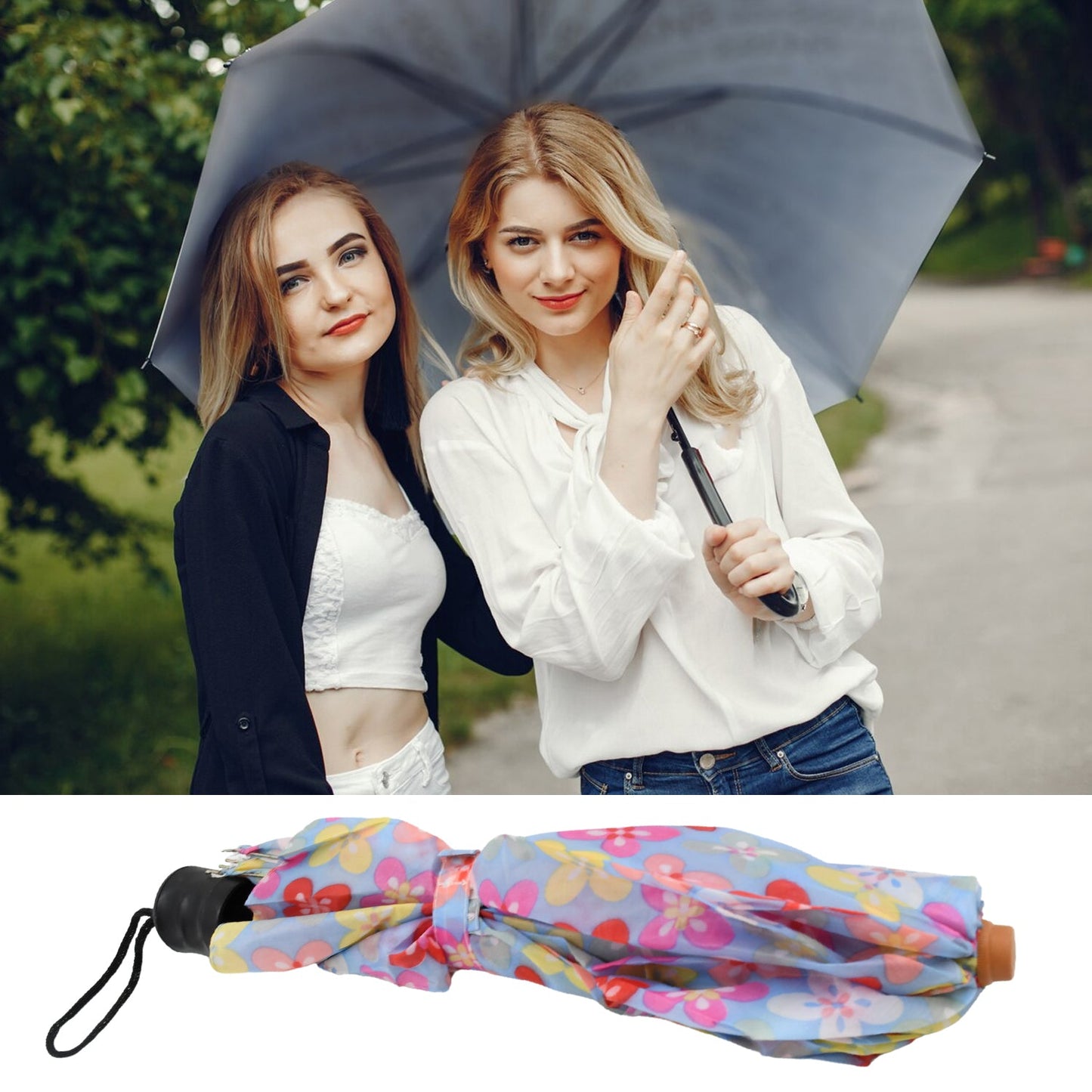 2 Fold Sun Protective Solid Foldable Outdoor Umbrella, Portable Sun, UV Protection Lightweight Rain Umbrella With Umbrella Case For Girls, Women, Men, Boys