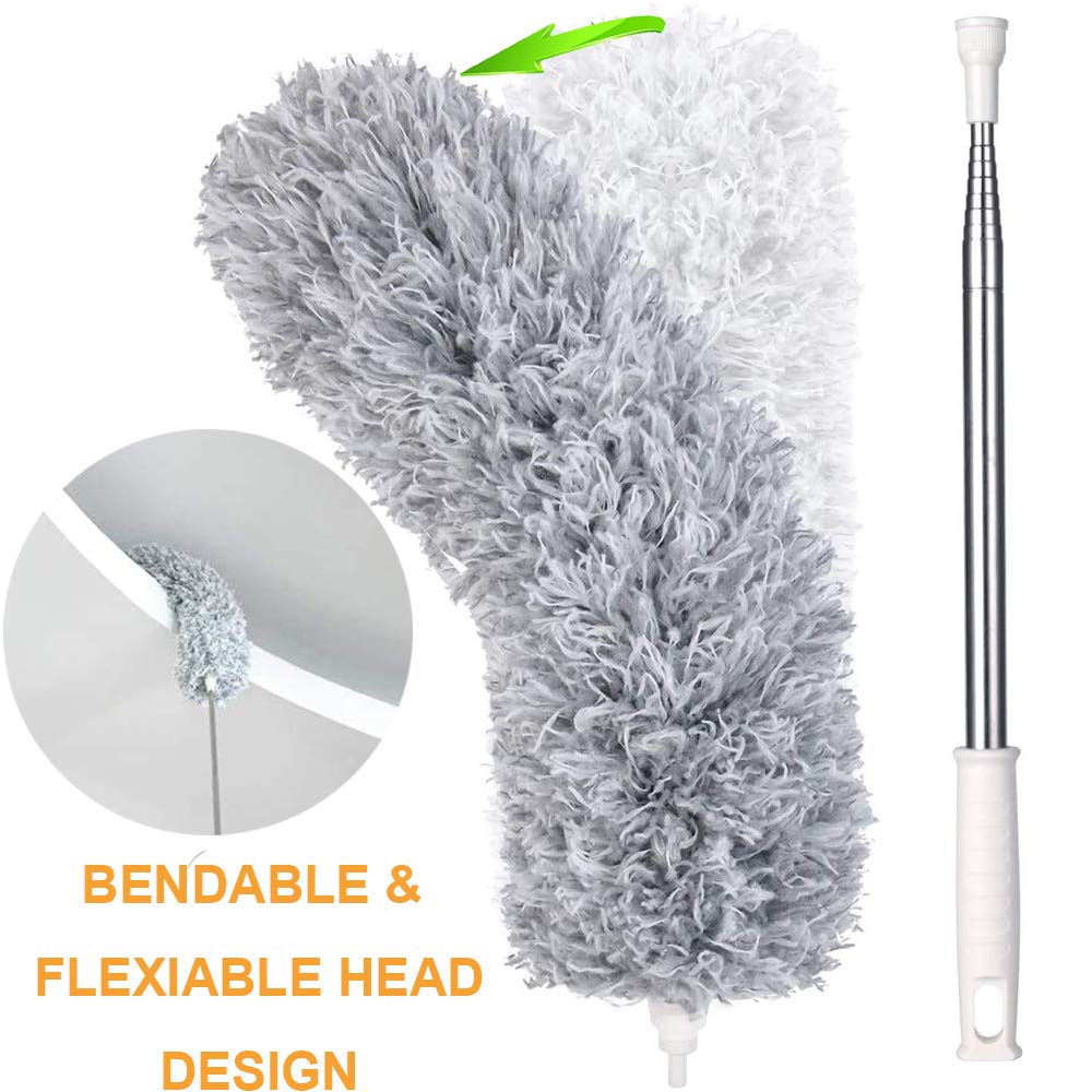 Microfiber Dusters for Cleaning, Telescoping Feather Duster with 100 inches Extendable Handle Pole, Dusting Cleaning Tools for Cleaning High Ceiling, Ceiling Fan, Blinds, Cobwebs, Furniture, Cars